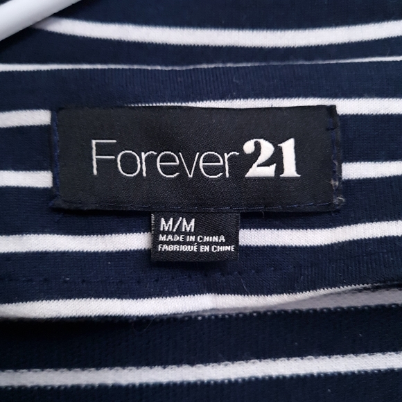 Forever 21 Navy White Stripes Blazer Jacket Women's Size M - Picture 12 of 16